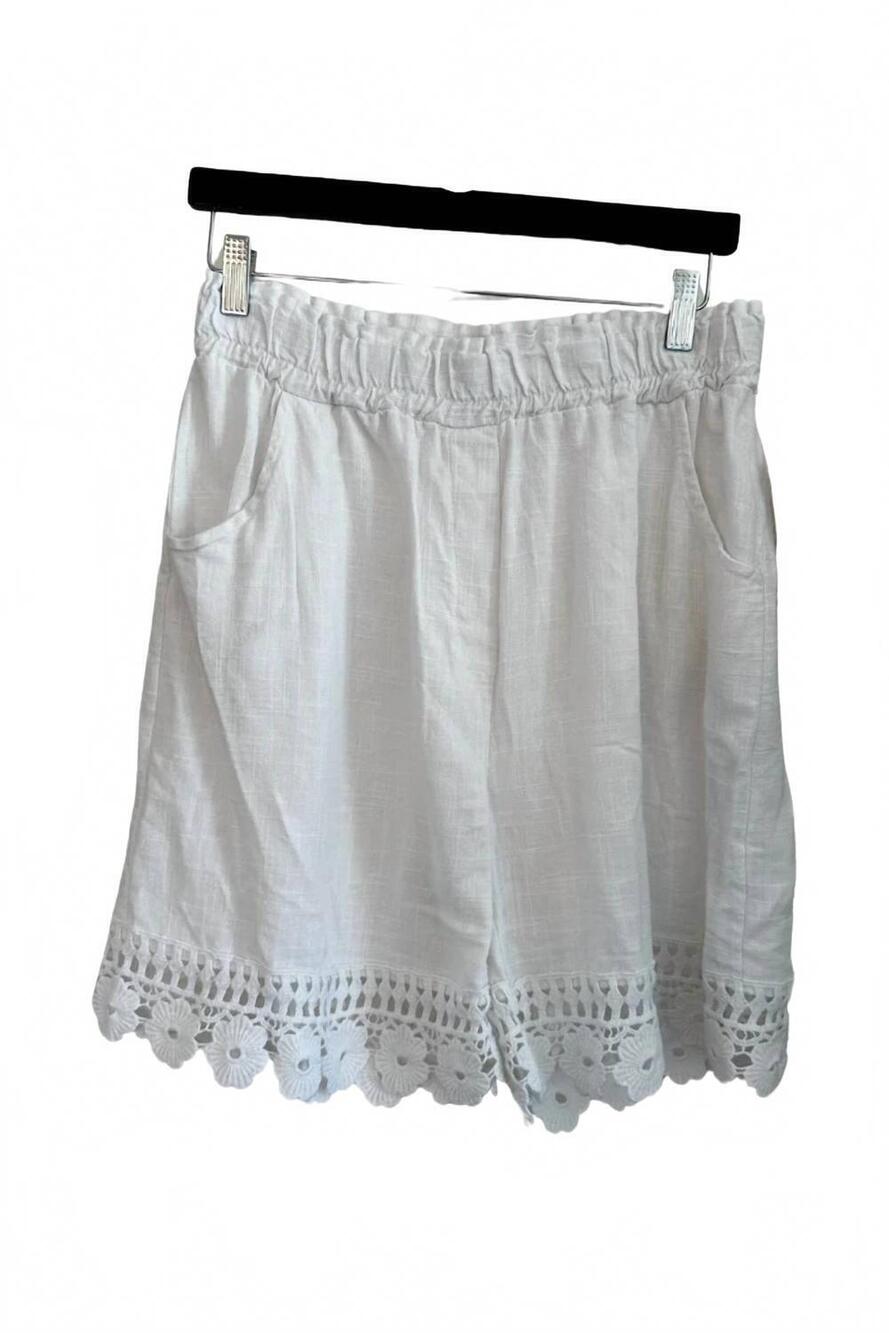 NEW AMOROSA lace trimmed shorts in white